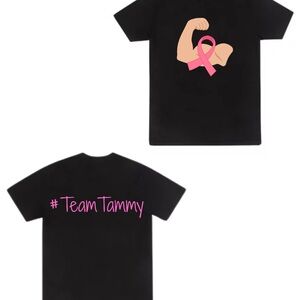 Black T-Shirt with Pink Breast Cancer Ribbon - #Team Tammy